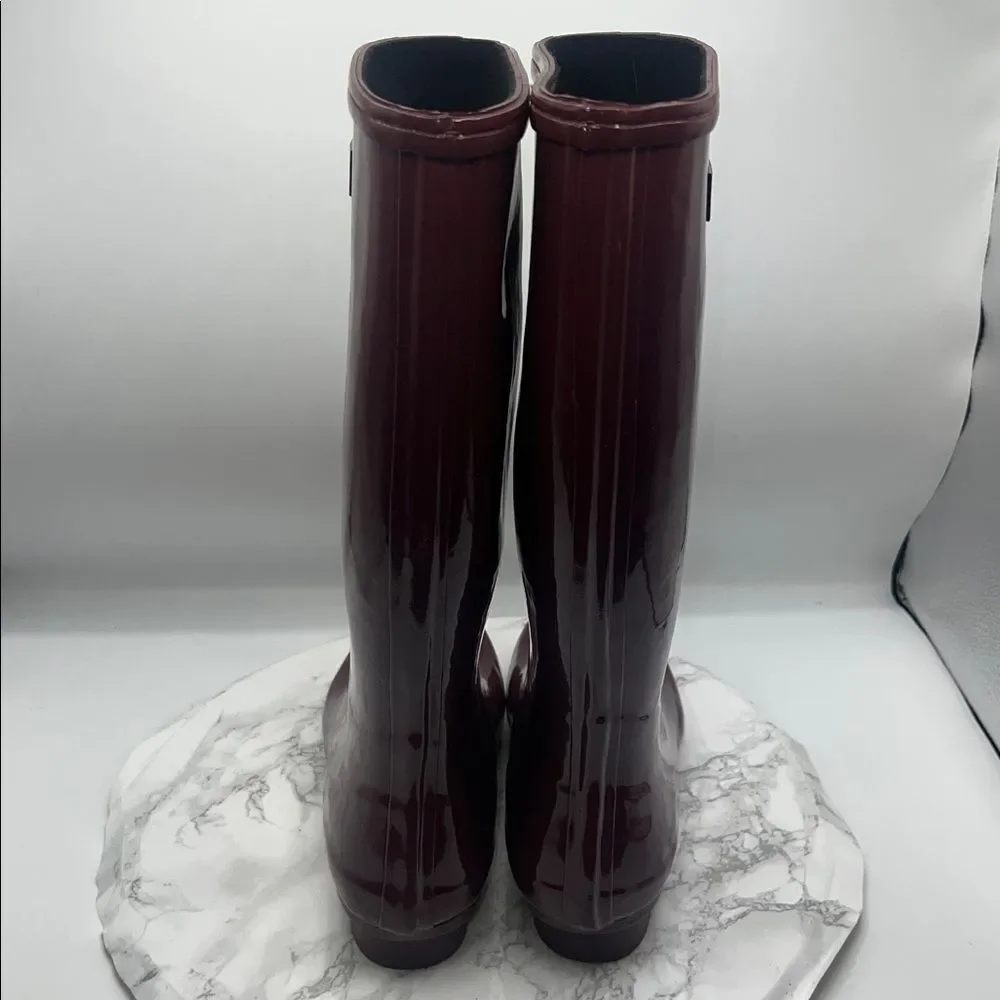 ROMA Tall Burgundy Rubber Rain Boots-7